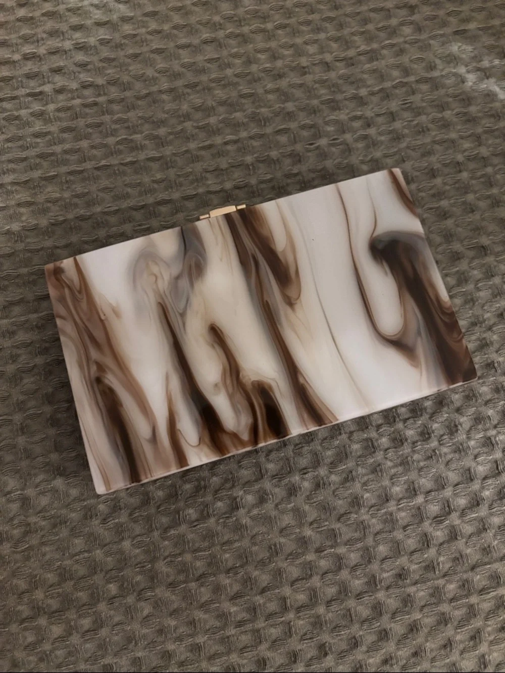 Marble Swirl Acrylic Clutch in Cream and Brown - Picture 1 of 3